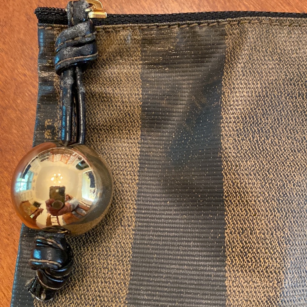 Vintage Fendi Pouch Brown Canvas Clutch - Picture 3 of 10